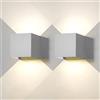 FUPE 2 Pezzi Applique da Parete Esterno Interno LED Lampada da Parete Grigio Moderno 12W 4000k Luce Naturale IP65 Impermeabile Quadrata Alluminio su e Giù Regolabile Design Facile da Installare