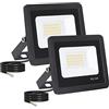 FUPE Faretto LED Esterno 2 Pezzi Potenti Faro a Esterni IP65 Impermeabile Super Illuminoso Nero 20W 2000LM Faretti Led Lampada da Esterno Per tetto giardino cortile cancello garage(6500K Luce Freddo)