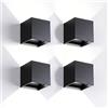 FUPE 4 Pezzi Applique da Parete Esterno/Interno LED Cubo Lampada da Parete Moderne Nero 20W 6500K Luce Freddo IP65 Impermeabile Applique Esterni Muro Quadrata Angolo del Fascio Regolabile