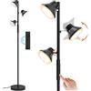 SIBRILLE Lampada da Terra Dimmerabile 36W, Piantana Lampada da Terra Salotto Moderna 2500LM, Piantana LED 2700K-6500K 3 Luci Individuale con Telecomando per Soggiorno Ufficio