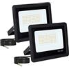 FUPE Faretto LED Esterno 2 Pezzi Potenti Faro a Esterni IP65 Impermeabile Super Illuminoso Nero 50W 5000LM Faretti Led Lampada da Esterno Per tetto giardino cortile cancello garage(4500K Luce Naturale)