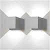 FUPE 2 Pezzi Applique da Parete Esterno LED Lampada da Esterni Interni Moderno Grigio 6W 6500K Luce Freddo IP65 Lampade Muro Impermeabile Quadrata Alluminio su Giù Regolabile Design Facile da Installare