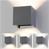 FUPE LED 15W Lampada da Parete Esterno/Interno Regolabile 3 colori Cubo 11CM IP65 Impermeabile Lampade da Esterno Parete Applique Esterni Quadrata Angolo del Fascio Regolabile Moderne Grigio Scuro