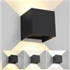 FUPE LED 15W Applique da Parete Interno/Esterno Regolabile 3 Colori 11CM Cubo IP65 Impermeabile Lampada da Esterno Parete Applique Esterni Muro Quadrata Angolo del Fascio Regolabile Moderne Nero