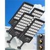 Ofuray Lampione Solare LED Esterno, 6000 mAh Faro LED Esterno con Pannello Solare, 3 Temperature Colore 3000K/4000K/6500K, Impermeabile IP66, Sensore di Movimento per Giardino, Garage, Cortile, 4 Pack