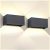 FUPE 2 Pezzi Lampada da Esterno/Interno 25W LED Applique da Esterno a Parete Antracite IP65 Impermeabile Alluminio Applique per Esterni Luce da Parete Angolo di Luce Regolabile, 4000K Bianco Natural