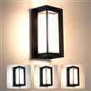 Mille Lucciole LED 24W Applique da Esterno 3 Colori Regolabile Lampada da Parete Esterni IP65 Impermeabile Applique a Parete Nero Rettangolo Alluminio Per Cortili Giardini Portici Parchi Balconi