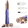 iMusthav Rasoio elettrico 2 in 1 per sopracciglia e peli del viso, da donna, indolore, con placcatura in oro 18 K, ricaricabile tramite USB, LED a 360°, per una depilazione impeccabile di sopracciglia