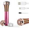 iMusthav Depilatore facciale da donna - Rasoio elettrico indolore e impeccabile, epilatore e regolabarba, testa galleggiante a doppio anello placcata in oro 18K da 20 mm, ricaricabile tramite USB