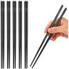 HI NATURE Set di bacchette in acciaio inox | Chopsticks Stainless Steel riutilizzabili in metallo antiscivolo, lavabili in lavastoviglie, giapponesi (nero)