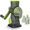 Dreamhigh® Taglia Verdure Manuale, Mandolina per Verdure con 3 Acciaio Inox Pale Tamburo, Forte Aspirazione, Grattugia Verdure, per Cucina Verdure, Patate, Carote, insalate, Tritatutto(Verde)