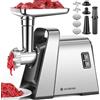 AAOBOSI Tritacarne Elettrico, 3-In-1 Tritacarne Elettrico Professionale [3000W MAX], 2 Lame, 3 Piastre Di Macinazione In Acciaio Inox, 1 Tubi Per Insaccati, 1 Kubbe