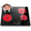 SNDOAS Piano Cottura Vetroceramica 4 Fuochi Incassabile 59cm - Piano Cottura Elettrico 4 Piastre 6000W, Spegnimento Automatico, 9 Livelli, Comandi Touch, Cablaggio Fisso, Compatibile Tutte le Pentole