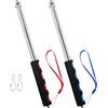 REBECCAGIBSON 2 aste telescopiche per bandiere, aste telescopiche allungabili, bastone per bandiera, 2 m, in acciaio inox con 4 ganci, asta telescopica allungabile viaggi, campeggio, guide turistiche (blu rosso)