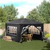 ZQQLVOO Gazebo per feste, 3 x 4 m, antracite, con copertura resistente ai raggi UV e all'acqua e telaio in acciaio stabile, con pareti laterali con finestre e porta