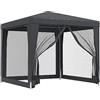 Kaorsrow Tenda per feste, colore antracite, 2,5 x 2,5 m, in HDPE con 4 pareti laterali in rete, protezione UV e robusto telone per tetto per giardino, balcone o campeggio