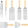 Lrocotanc Set Barbecue 7 Pezzi in Acciaio Inox - Kit Barbecue Professionale - per Cucina, Barbecue all'aperto, Feste in Cortile