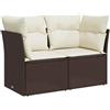 vidaXL Divano da Giardino a 2 Posti con Cuscini in Polyrattan Marrone