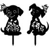 CREATCABIN 2 pezzo Palo Cani In Metallo Nero Decorazione Giardino A Forma Silhouette Cane Statue Decorative Giardino Inserto Prato Cani Esterni Regali Amanti Dei Cani 22/21x30cm