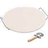 Brigros MasterCook - Pietra Refrattaria per Pizza con Tagliapizza in Acciaio Inox, Piastra Refrattaria per Forno E Barbecue, Ideale per Pizza Croccante E Cottura Uniforme