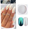 Weduspaty Effetto specchio in polvere cromato bianco in polvere per perla in polvere con 2 pezzi bastoncini di spugna per decorazione per nail art fai -da -te per casa, salone per unghie 2 pcs, glitter per ung