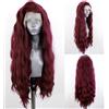PORSMEER Parrucca da donna con attaccatura frontale in tulle, lunga e mossa, 33 x 10 cm, attaccatura dei capelli naturali, resistente al calore, colore rosso scuro