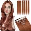 Elailite Extension Capelli Veri Clip Naturali 5 Ciocche Singole con Silk Lace 30cm 38g per Volume/Mèches #33 Castano Ramato Scuro
