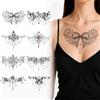 ZYHDFH 8 Pcs Set Fiore Nero Grande Temporaneo Tatuaggi,Tatuaggi Temporanei Sexy per la Pancia,Tatuaggi Finti Impermeabili Realistici Per Petto Donne e Vita Schiena Finti Tatuaggi Per Ragazze Adulti