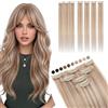 Elailite Extension Capelli Veri Clip Naturali 5 Ciocche Singole con Silk Lace 25cm 36g per Volume/Mèches #22P613 Biondo Miele/Biondo Chiarissimo