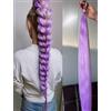 Amazleer 2 extension per capelli con gradiente di colore arcobaleno per coda di cavallo, capelli sintetici, rosa, blu, viola, festival per feste, cosplay, K-pop (viola)