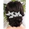 BERYUAN Forcine per capelli da sposa con strass e cristallo opale, a goccia, con strass, color argento e oro, per spose e damigelle d'onore (opale)