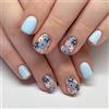 GlamRays 24 pezzi adesivi per unghie floreali blu quadrati corti unghie finte blu chiaro unghie finte lucide copertura completa adesivi unghie acrilici