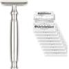 Störtebekker Shaving Accessories Störtebekker® - Rasoio di sicurezza da uomo Rostock, rasoio a umido di alta qualità, in acciaio inox, 163 g extra pesante per una migliore maneggevolezza, con 10 lame in acciaio inox