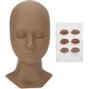 YUYTE Testa di Manichino per Ciglia, Testa di Manichino per Allenamento per Estensioni delle Ciglia, Testa Pratica Realistica per Palpebre Rimovibili in Silicone Morbido per Principianti(Caffè)
