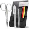 SCHWERTKRONE® Set per manicure [custodia inclusa] - Set di 3 forbici per unghie in acciaio inox - Custodia per unghie per uomo e donna - Forbici per unghie, lima per unghie e pinzette - Made in