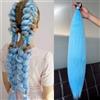 Amazleer 2 extension per capelli con gradiente di colore arcobaleno per coda di cavallo, capelli sintetici, rosa, blu, viola, festival per feste, cosplay, K-pop (azzurro)