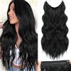 PORSMEER Extension Capelli Filo Invisibile Mossi,Lunga Extension Clip Fascia Unica,Extension Sintetici Posticci Capelli Ondulati Ricci Naturale per Donna,Nera 50 cm