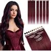 Elailite Extension Capelli Veri Clip Naturali 5 Ciocche Singole con Silk Lace 25cm 36g per Volume/Mèches #99J Rosso Borgogna