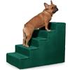 Velora Home&Living VELORA H&L Scala per Cani 5 Gradini Verde scuro - Struttura in Legno Robusta, Rivestimento in Velluto, Scaletta Antiscivolo per Cani e Gatti, Accesso a Divano e Letto, Portata fino a 80 kg