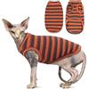 OUOBOB Sphynx - Vestiti per gatti traspiranti, senza peli, magliette a righe per gattini, senza maniche, pullover per gatti, abbigliamento estivo per animali domestici, per Sphynx, Cornish Rex, Devon