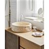 MG Valencia Lavabo da Appoggio Bagno In Marmo Naturale Modello CALI 40x40x15cm. Lavandino Bagno da Appoggio Rotondo, Color Crema, Diametro 40 cm, Altezza 15 cm, Scarico Lavandino 4,5 cm
