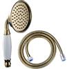 Skybath Soffione doccia in ottone dorato, stile vittoriano, doccetta manuale, con tubo da 1,5 m