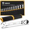 DEKOPRO Set Chiavi a Cricchetto 12 Pezzi, Metrico 8-19mm, Chiavi Inglesi Combinate con Testa Rotante 180°, Attrezzi da Lavoro in Acciaio al Cromo Vanadio per Auto, Bici, Fai da Te