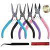 JRSHIRLEYLTD 7 Pezzi Set Pinze 4,5 pollici con Anello Apertura e piede, Pinze rotonde, Tagliafili Piccole,Pinze a becco lungo,Strumenti Creazione Gioielli con ago,Per Creazione Gioielli