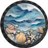 Artinhand Confezione da 4 pomelli blu a onde per armadietti da cucina e | Maniglie rotonde nere per cassetti, stile vintage, con conchiglie, per scrivania, armadio, armadio, porta