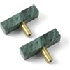 PILYON Pomelli Per Mobili Moderni 2 Pezzi Marmo Ottone Maniglia Quadrata Cristallo Nero Armadio Porta Armadio Cassetto Pomello Verde Singolo Foro