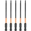 QUARKZMAN 5 Pezzi T9 Testa Torx Punta Cacciavite 100 Mm Lunga 1/4 Attacco Esagonale Magnetica Senza Foro Anti Manomissione 6 Punte Stella Punta Trapano Acciaio S2 Fosfato Strumenti