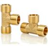PHMING 2 Pezzi Raccordo a T in Ottone, Lunghezza 53 mm Tee in Ottone