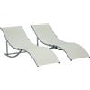 Set 2 Lettini Prendisole da Giardino 61x165x63 cm in Alluminio e Textilene Beige