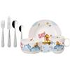 Villeroy & Boch - Kiddy Bears Set Di Stoviglie Per Bambini 7 Pz. 7 Pezzi Blu, Lavabile in Lavastoviglie, Happy as a Bear, Piatto, Scodella, Tazze, Posate, Porcellana Premium,Acciaio Inossidabile